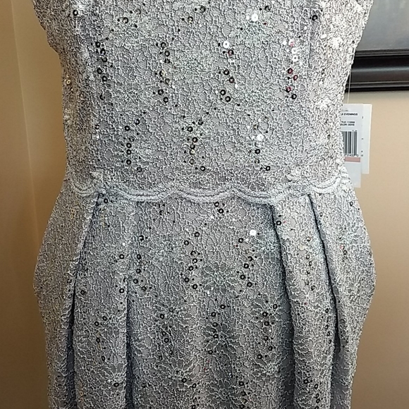 NWT Alex Evenings Dress Dove Gray‎ Silver - Gray Formal Dress - Picture 3 of 16